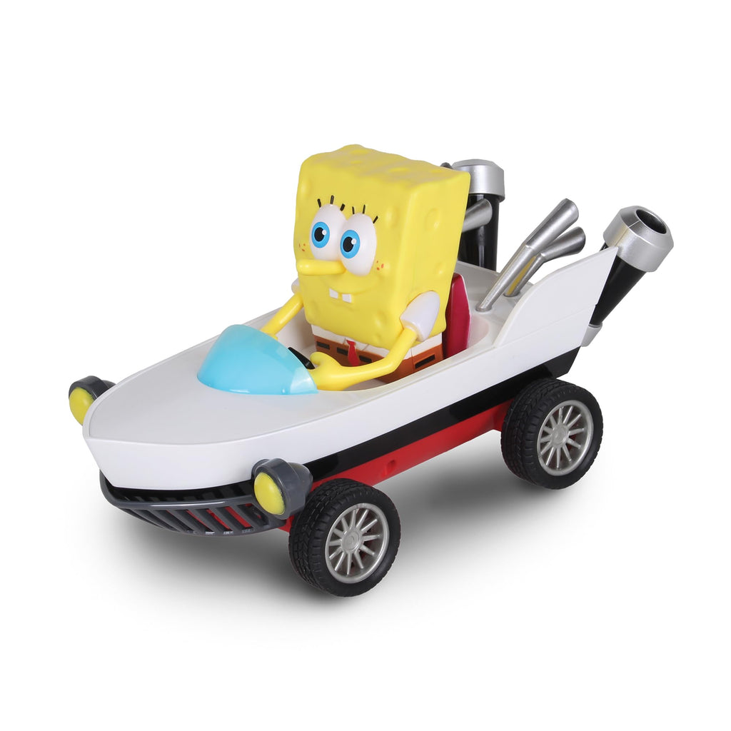 SpongeBob Boatmobile Pull-Back Car from Nickelodeon Kart Racers 3: Slime Speedway – No Batteries Needed, Grippy Tires