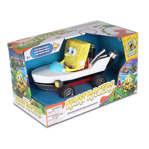SpongeBob Boatmobile Pull-Back Car from Nickelodeon Kart Racers 3: Slime Speedway – No Batteries Needed, Grippy Tires