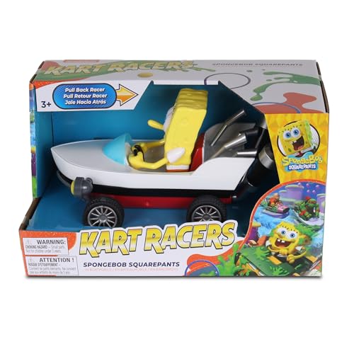 SpongeBob Boatmobile Pull-Back Car from Nickelodeon Kart Racers 3: Slime Speedway – No Batteries Needed, Grippy Tires