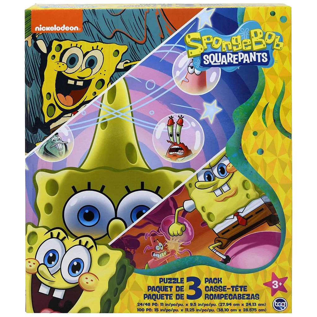 SpongeBob SquarePants 3-in-1 Jigsaw Puzzle Set – 24, 48 & 100 Pieces for Kids