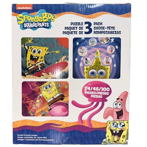 SpongeBob SquarePants 3-in-1 Jigsaw Puzzle Set – 24, 48 & 100 Pieces for Kids