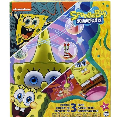 SpongeBob SquarePants 3-in-1 Jigsaw Puzzle Set – 24, 48 & 100 Pieces for Kids