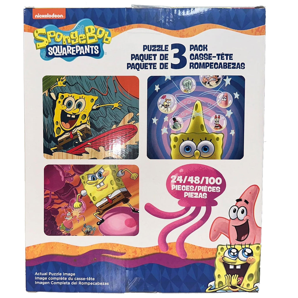 SpongeBob SquarePants 3-in-1 Jigsaw Puzzle Set – 24, 48 & 100 Pieces for Kids