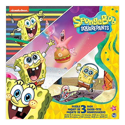 SpongeBob SquarePants 3-in-1 Jigsaw Puzzle Set – 24, 48 & 100 Pieces for Kids