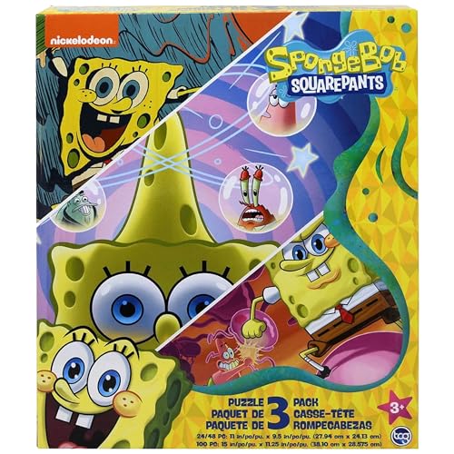 SpongeBob SquarePants 3-in-1 Jigsaw Puzzle Set – 24, 48 & 100 Pieces for Kids