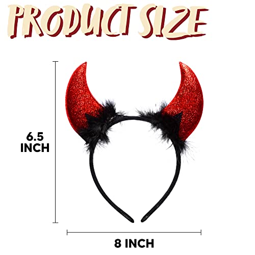 Spooktacular Creations Devil Horns Headband for Halloween – Red Glitter Headwear