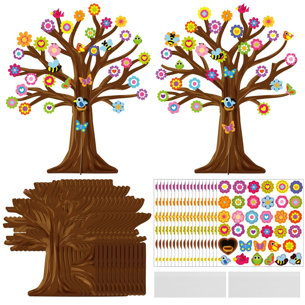 Spring Craft Kit for Kids – 30 Sets of Tree, Flower, Bird & Butterfly DIY Ornaments for Classroom Parties