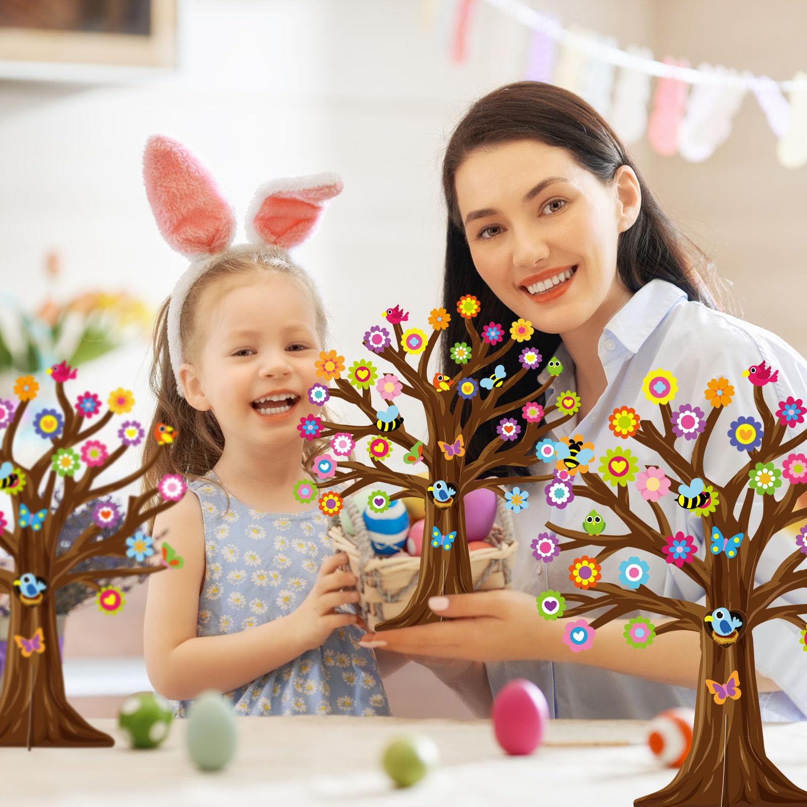 Spring Craft Kit for Kids – 30 Sets of Tree, Flower, Bird & Butterfly DIY Ornaments for Classroom Parties