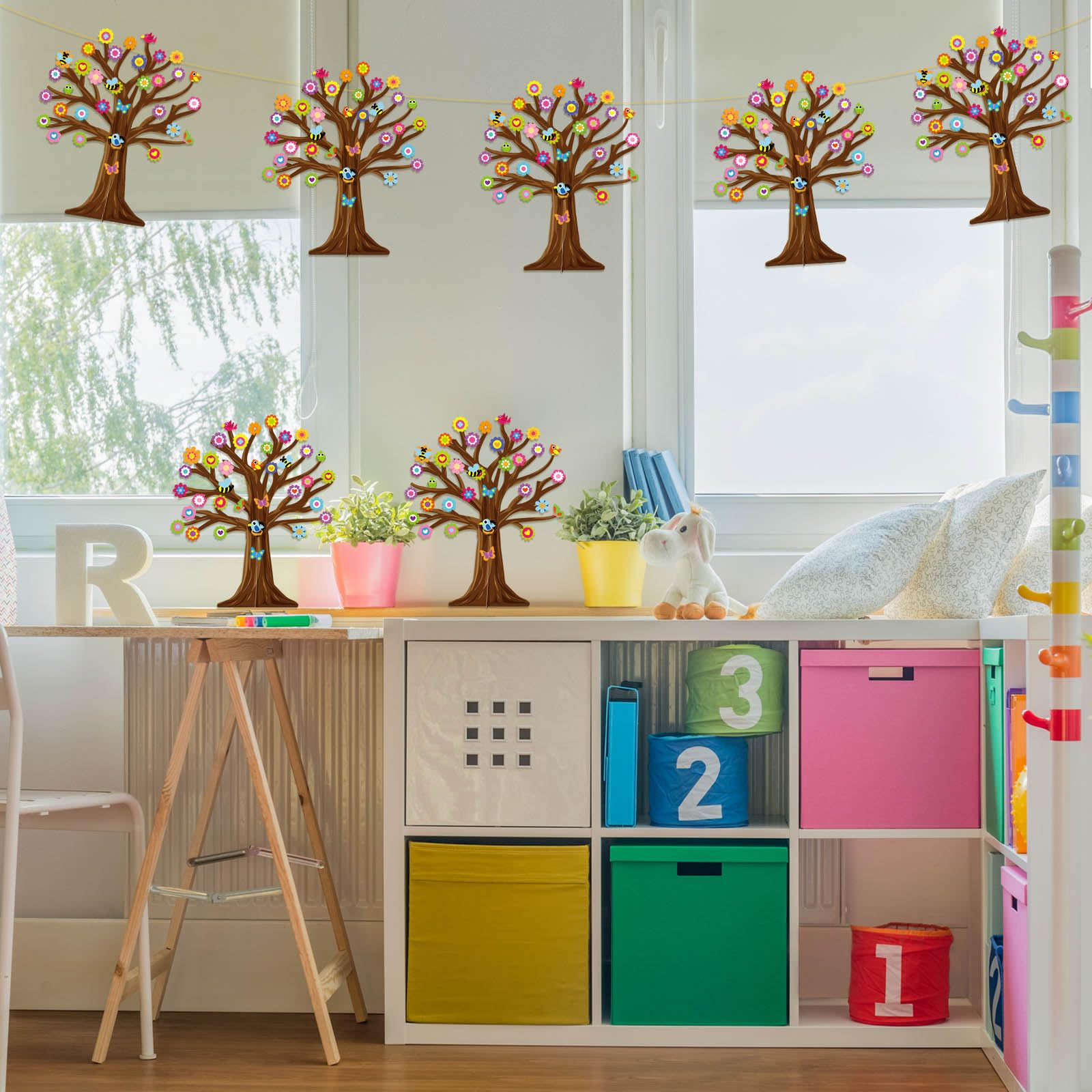 Spring Craft Kit for Kids – 30 Sets of Tree, Flower, Bird & Butterfly DIY Ornaments for Classroom Parties