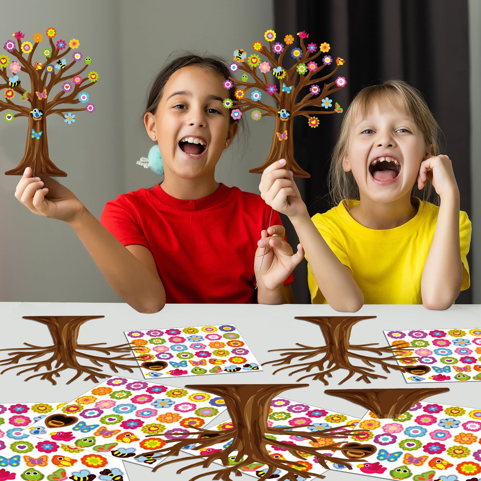 Spring Craft Kit for Kids – 30 Sets of Tree, Flower, Bird & Butterfly DIY Ornaments for Classroom Parties
