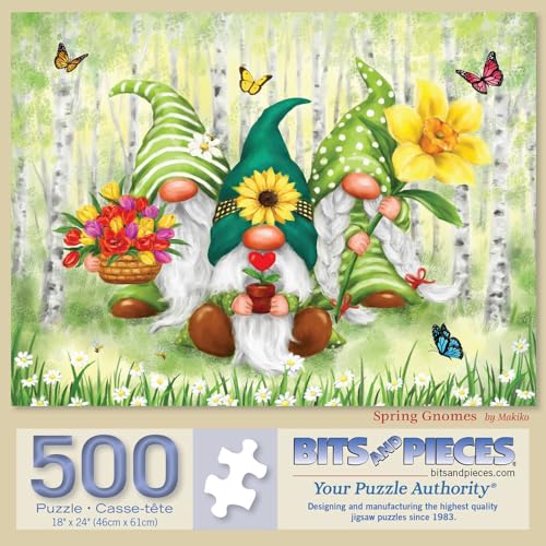 Spring Gnomes 500-Piece Jigsaw Puzzle by Makiko – Bits and Pieces | 18x24 inches