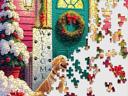 Springbok 500-Piece Jigsaw Puzzle: Waiting for Santa – Unique Cut Pieces, Eco-Friendly, Made in USA