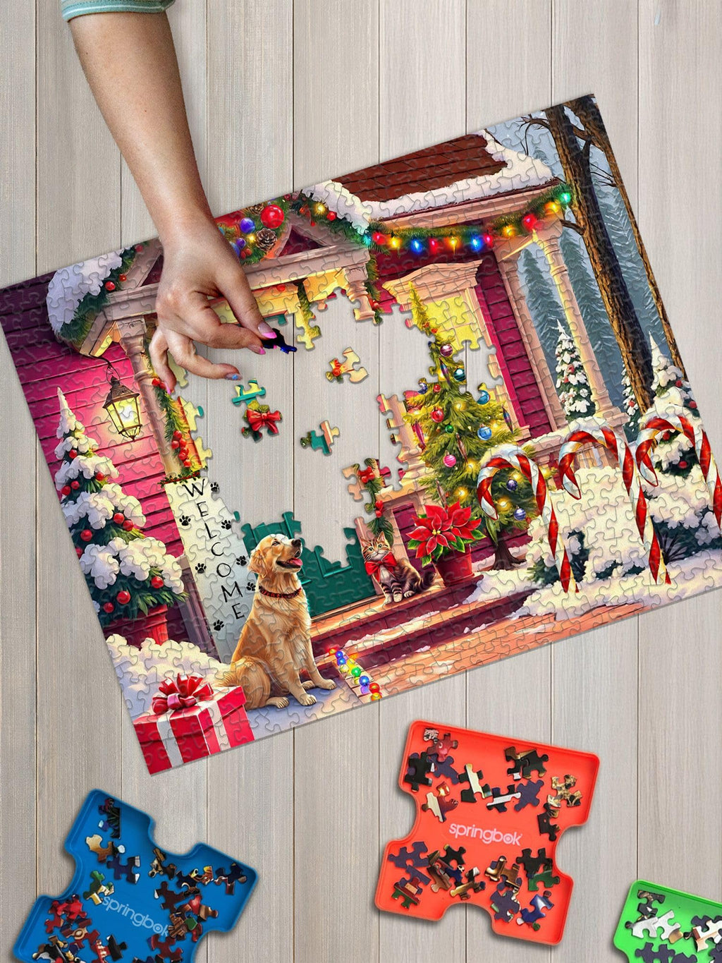 Springbok 500-Piece Jigsaw Puzzle: Waiting for Santa – Unique Cut Pieces, Eco-Friendly, Made in USA