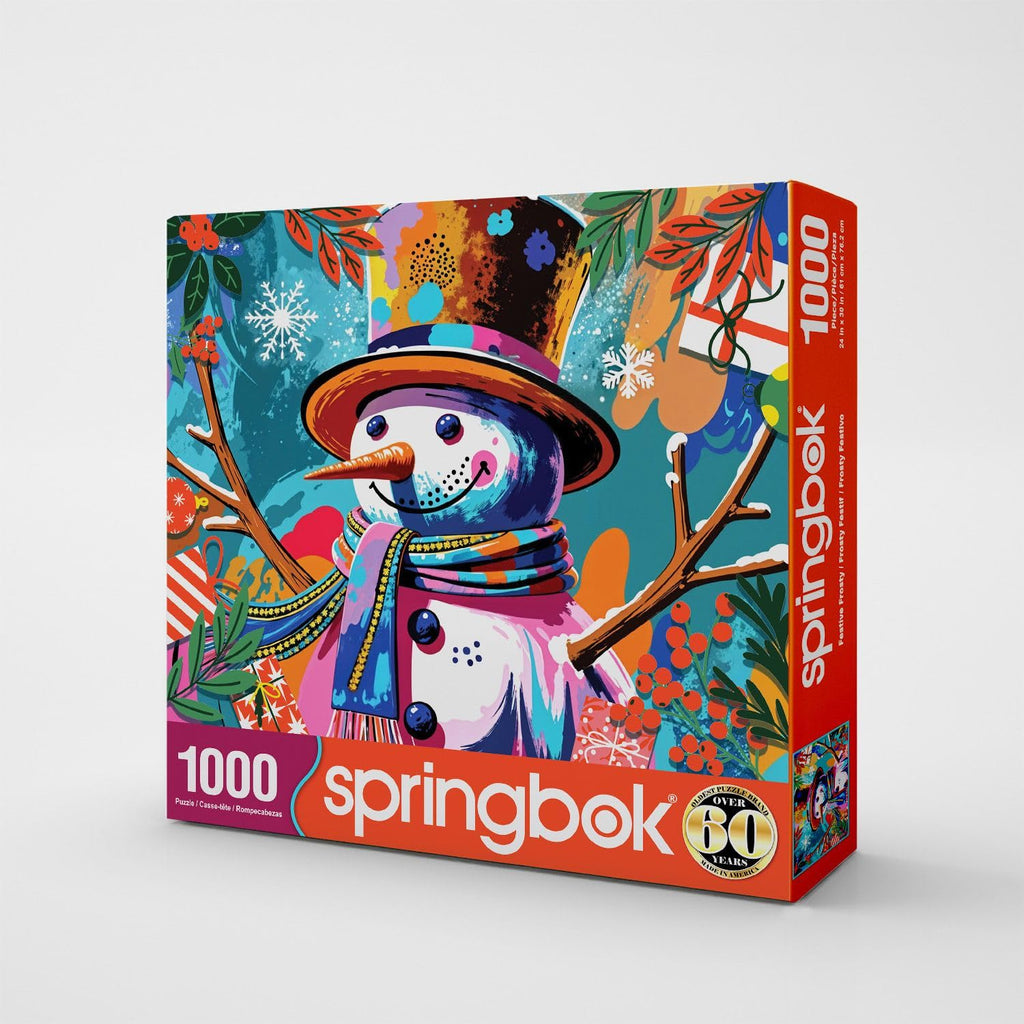 Springbok Festive Frosty 1000 Piece Jigsaw Puzzle for Adults – Unique Cut Pieces, 30x24 Inches, Made in USA