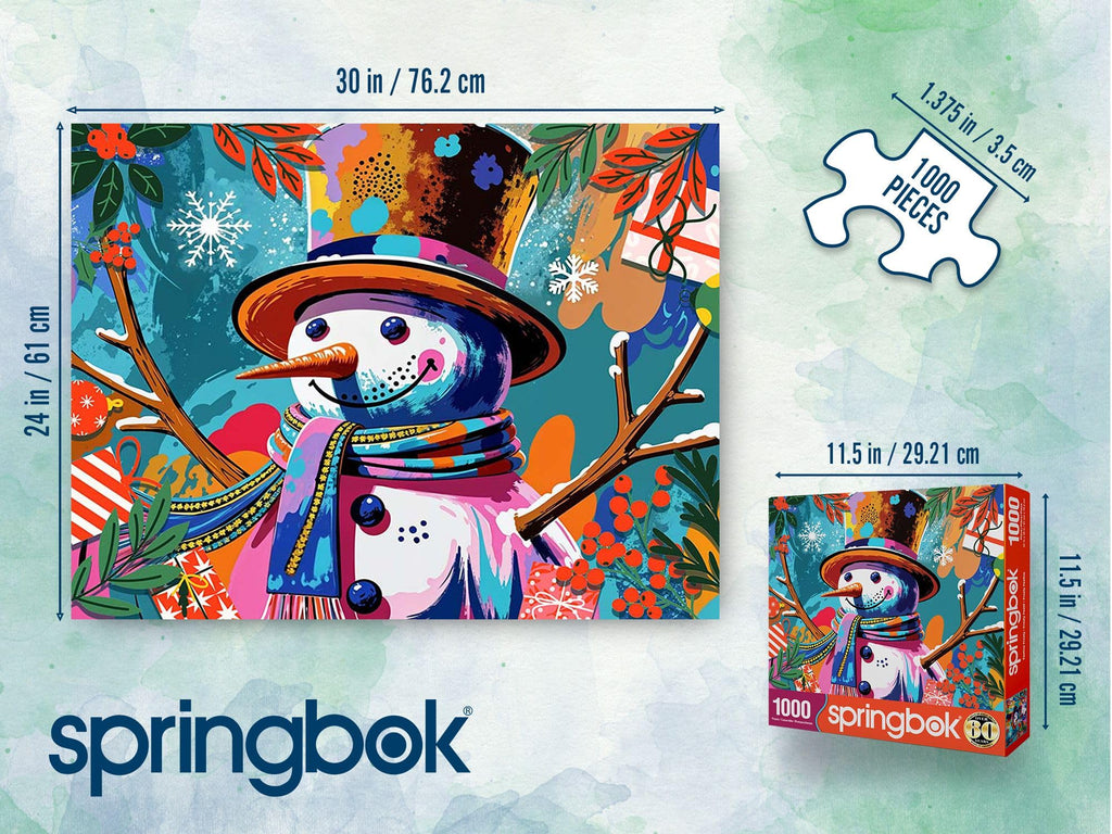 Springbok Festive Frosty 1000 Piece Jigsaw Puzzle for Adults – Unique Cut Pieces, 30x24 Inches, Made in USA
