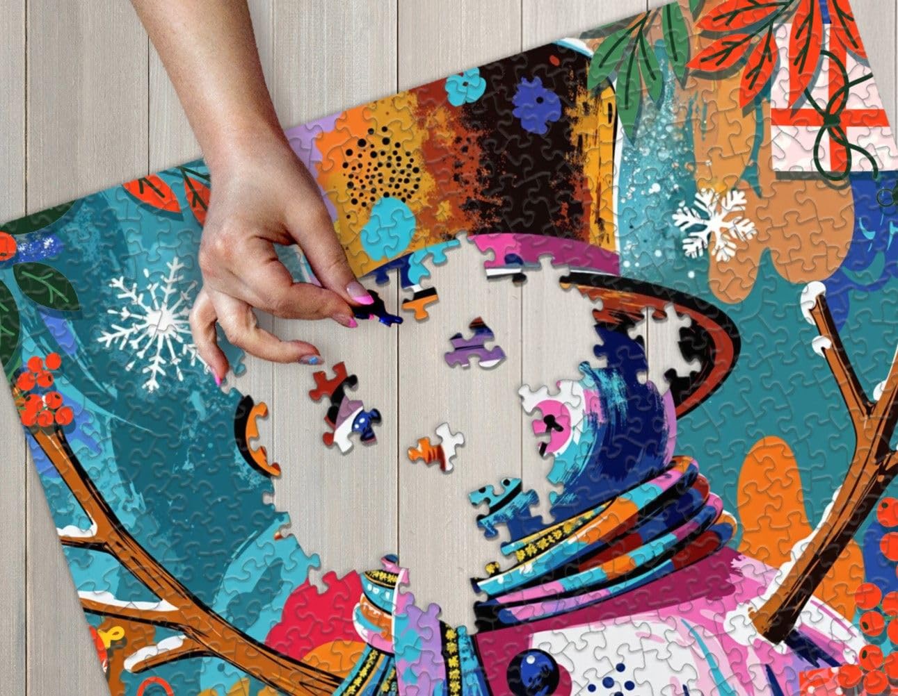 Springbok Festive Frosty 1000 Piece Jigsaw Puzzle for Adults – Unique Cut Pieces, 30x24 Inches, Made in USA