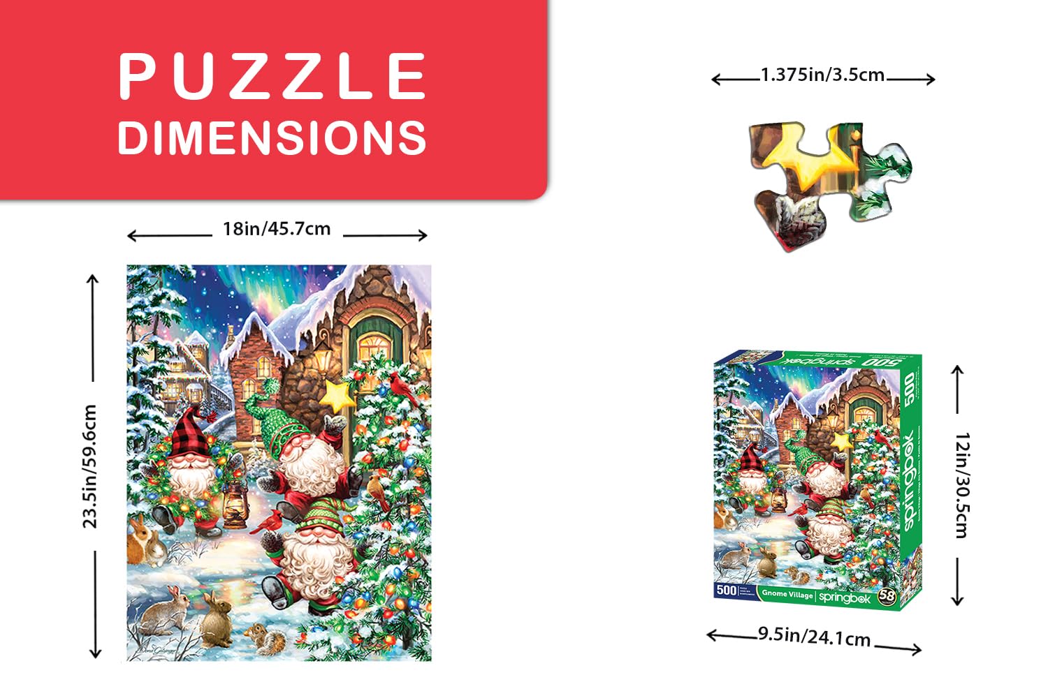Springbok Gnome Village 500-Piece Holiday Jigsaw Puzzle – USA-Made with Precision Fit