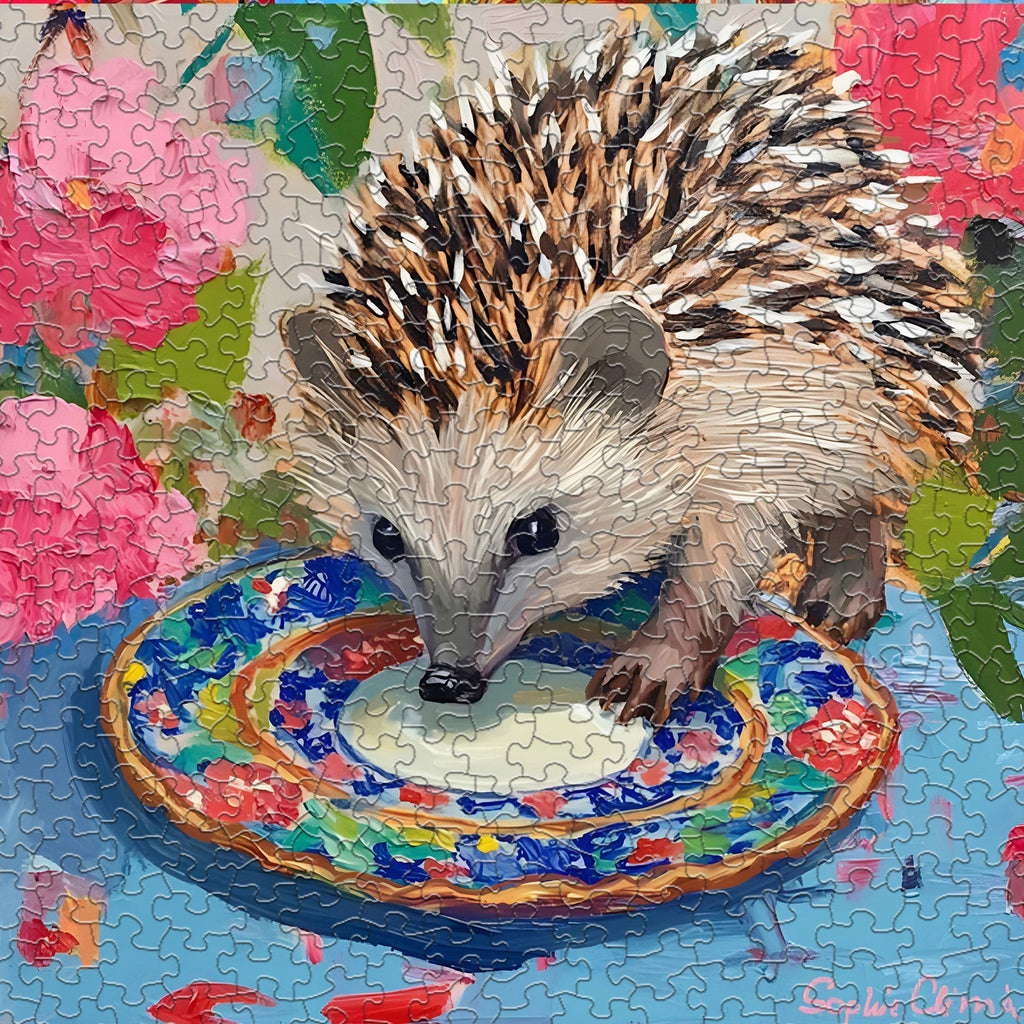 Springbok Little Explorer 500 Piece Jigsaw Puzzle – Cute Hedgehog with Unique Cut Pieces