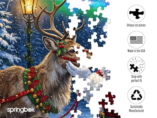 Springbok Santa's Favorite Reindeer 500-Piece Jigsaw Puzzle – Unique Cut Pieces, Eco-Friendly, Made in USA