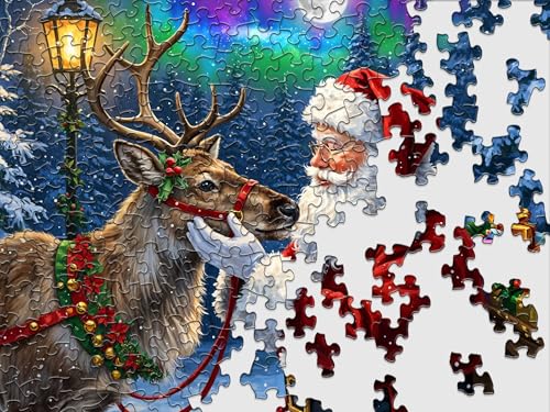 Springbok Santa's Favorite Reindeer 500-Piece Jigsaw Puzzle – Unique Cut Pieces, Eco-Friendly, Made in USA