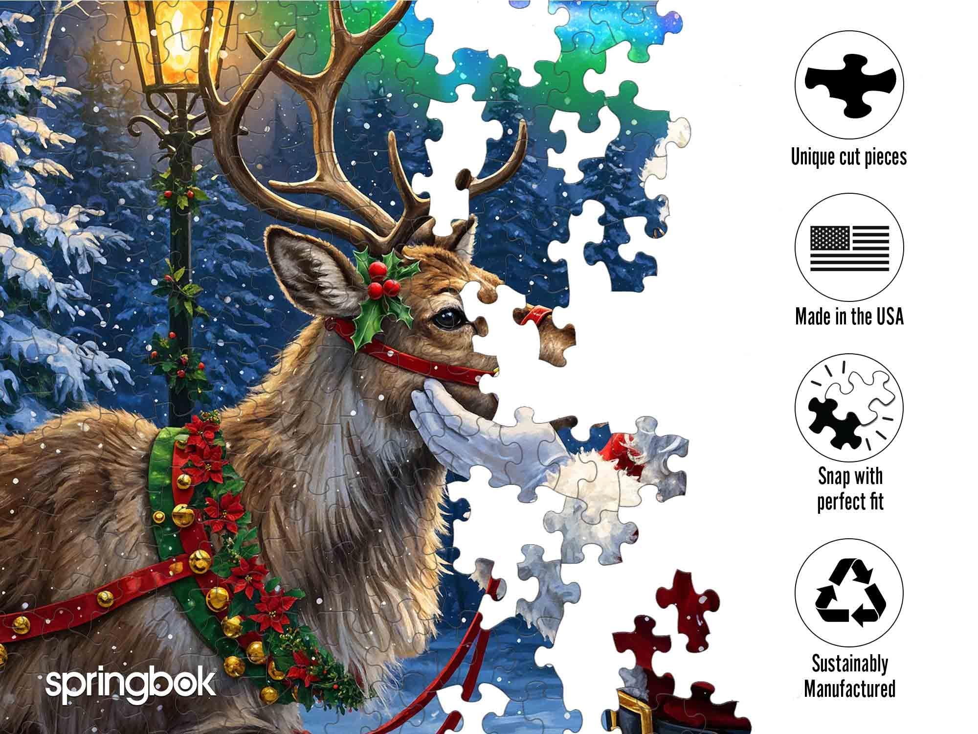 Springbok Santa's Favorite Reindeer 500-Piece Jigsaw Puzzle – Unique Cut Pieces, Eco-Friendly, Made in USA