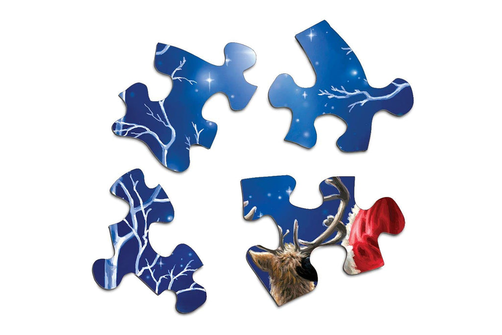 Springbok Starry Night 500 Piece Jigsaw Puzzle – Santa and Reindeer Holiday Scene