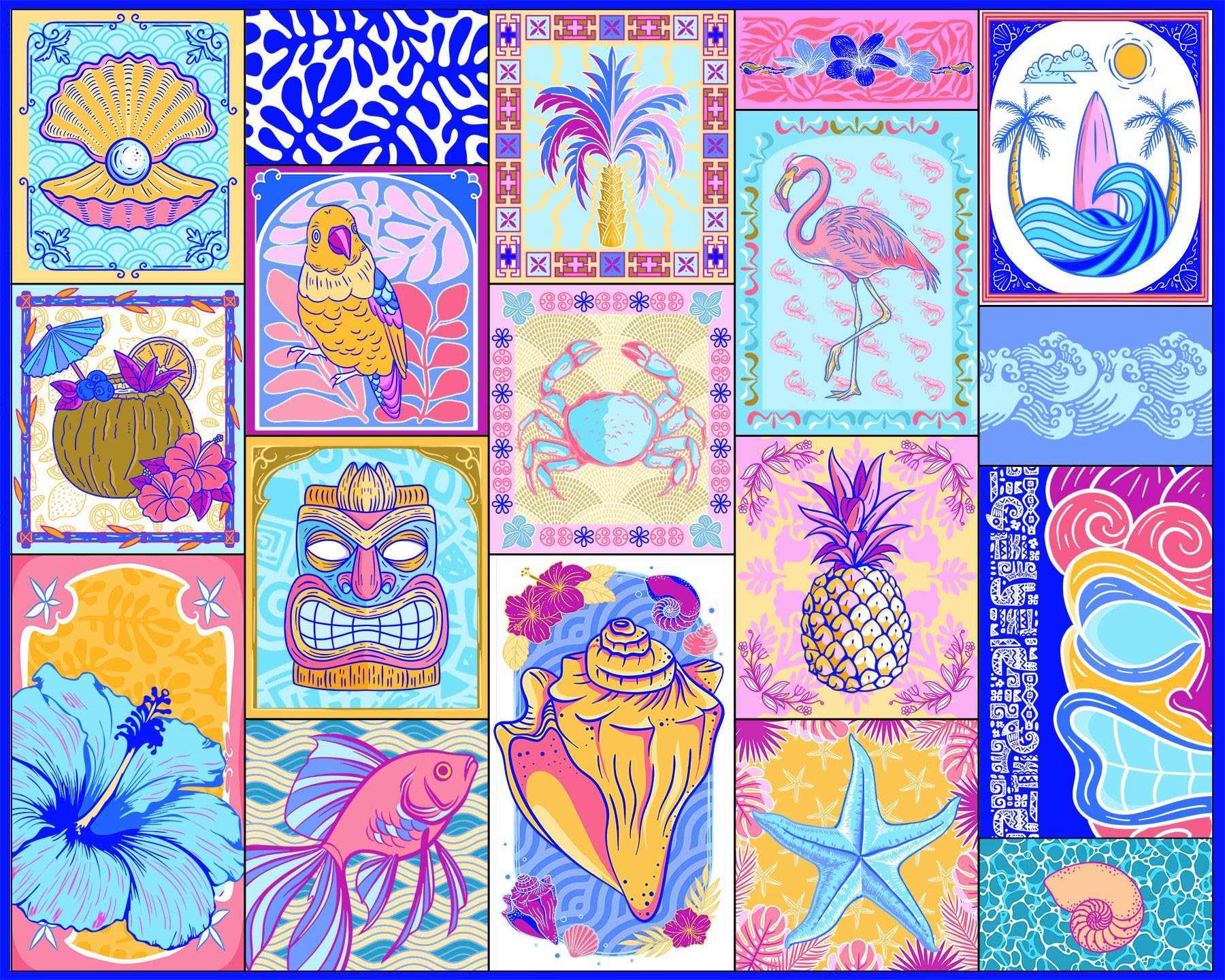 Springbok Tropical Vibes 1000 Piece Jigsaw Puzzle - Colorful Beach Collage, Unique Cut, Made in USA