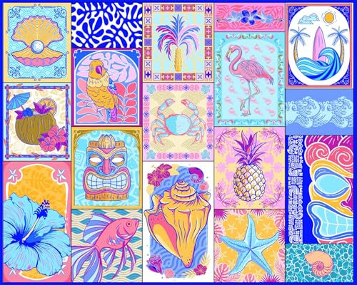 Springbok Tropical Vibes 1000 Piece Jigsaw Puzzle - Colorful Beach Collage, Unique Cut, Made in USA