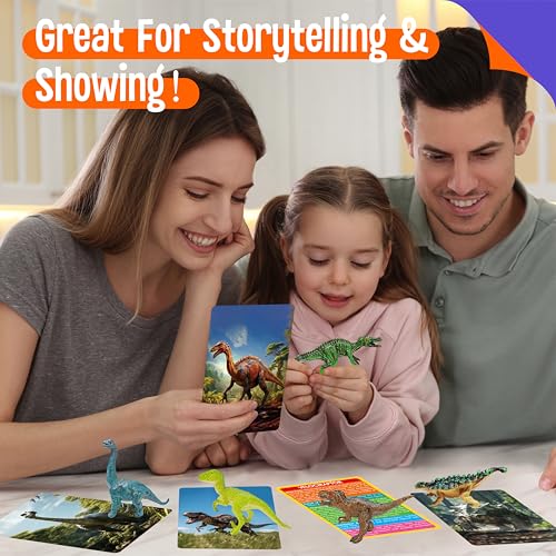 SpriteGru 12-Piece Dinosaur Figurines with Matching Flashcards – Montessori Learning Toy for Toddlers
