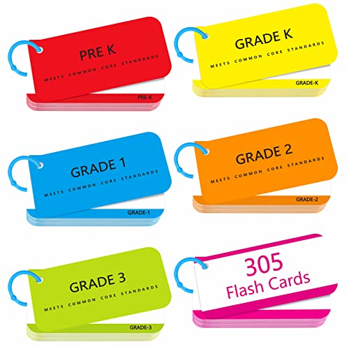 SpriteGru 305 Sight Words Flash Cards - Dolch & Fry with Sentences, 50 Blanks, Rings & Index Cards for Preschool to 3rd Grade