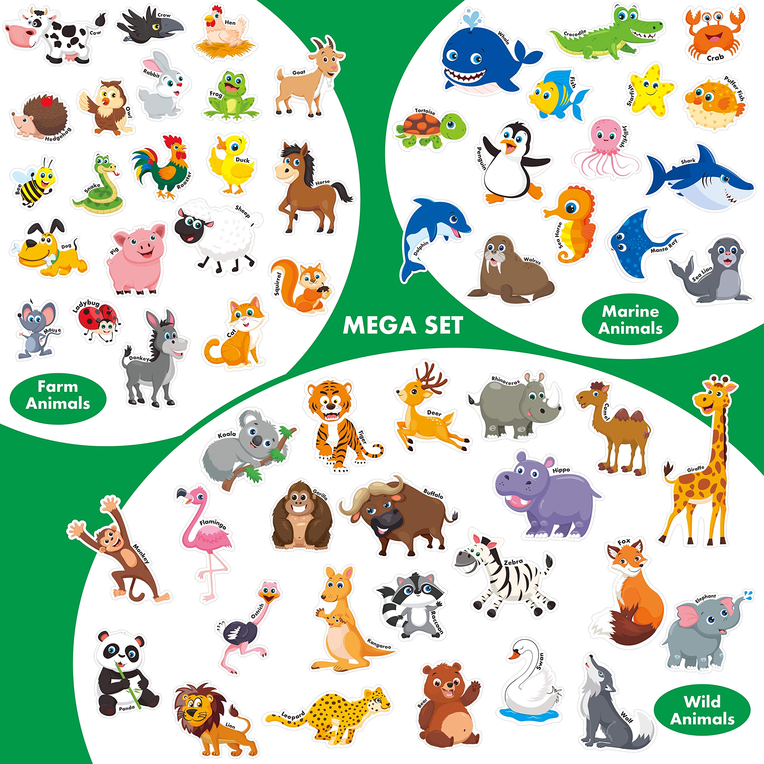 SpriteGru 60-Piece Cartoon Animal Zoo Magnets – Toddler Learning Toys