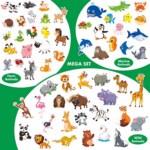 SpriteGru 60-Piece Cartoon Animal Zoo Magnets – Toddler Learning Toys