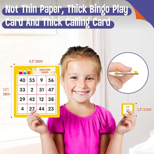 SpriteGru Addition & Subtraction Bingo Game – 360 Math Problems for Kids Ages 4-8, Classroom & Home
