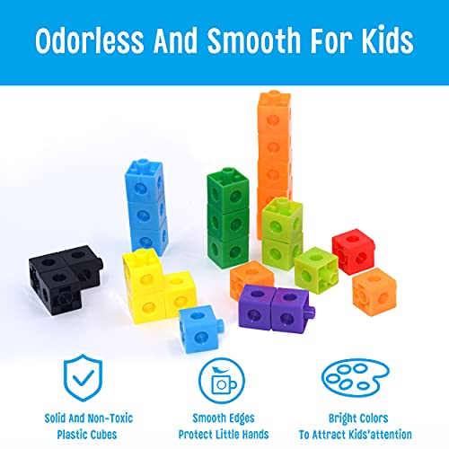 SpriteGru Math Linking Cubes - 100 Counting Cubes with Activity Cards for STEM Learning