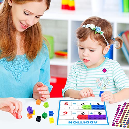 SpriteGru Math Linking Cubes - 100 Counting Cubes with Activity Cards for STEM Learning