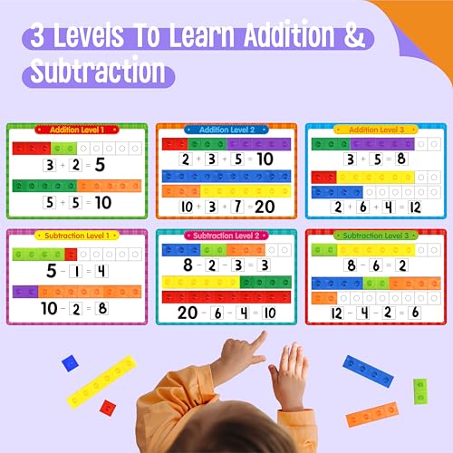 SpriteGru Math Linking Cubes – 100 Counting Blocks with Activity Cards & Stickers