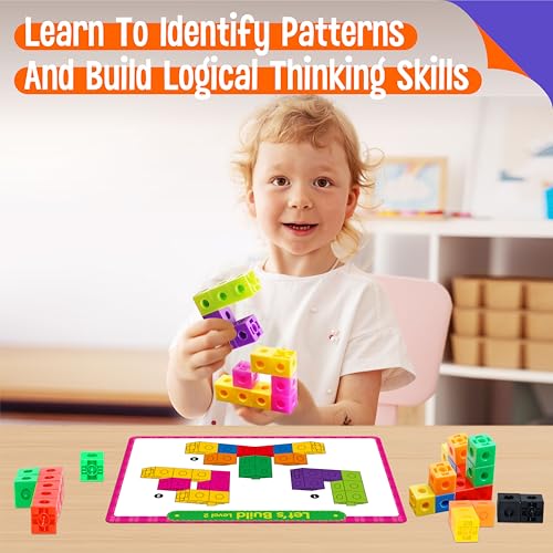 SpriteGru Math Linking Cubes – 100 Counting Blocks with Activity Cards & Stickers