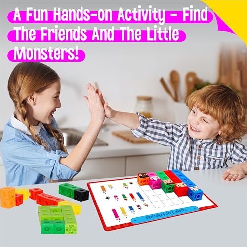 SpriteGru Math Linking Cubes – 100 Counting Blocks with Activity Cards & Stickers
