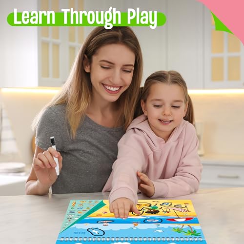 SpriteGru Search & Find Book - 30 Themes, 32 Pages, Reusable Activity Book for Kids Ages 3-6