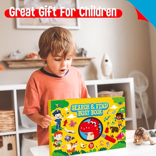 SpriteGru Search & Find Book - 30 Themes, 32 Pages, Reusable Activity Book for Kids Ages 3-6