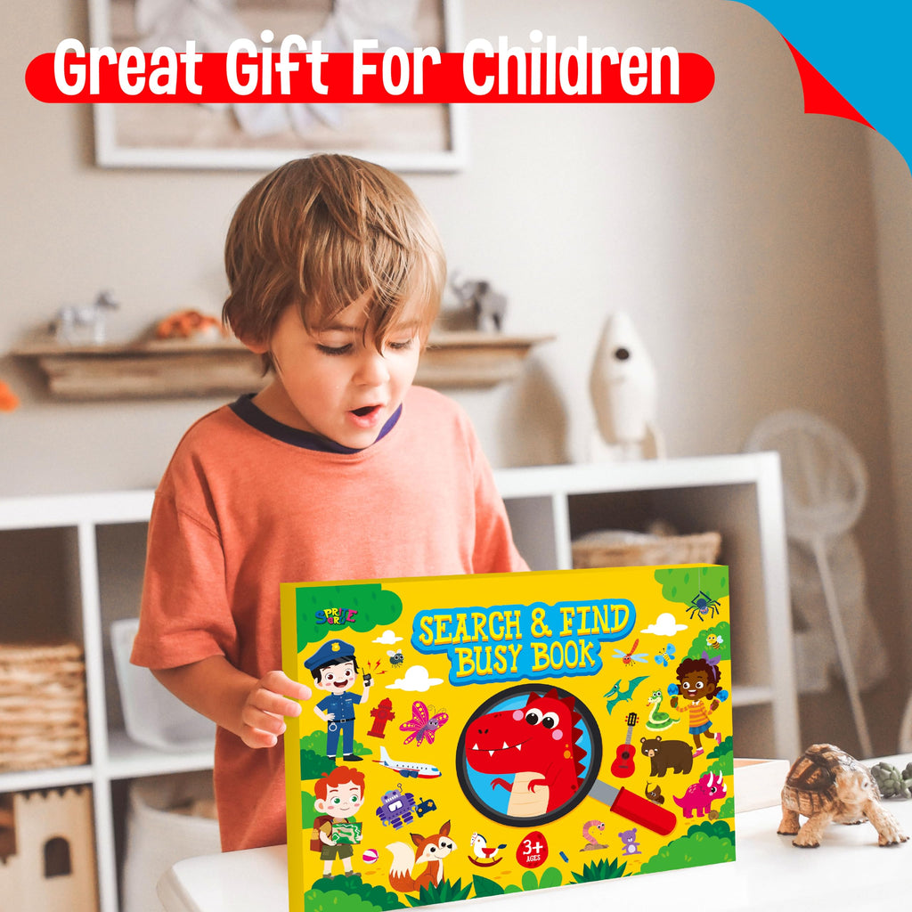 SpriteGru Search & Find Book - 30 Themes, 32 Pages, Reusable Activity Book for Kids Ages 3-6