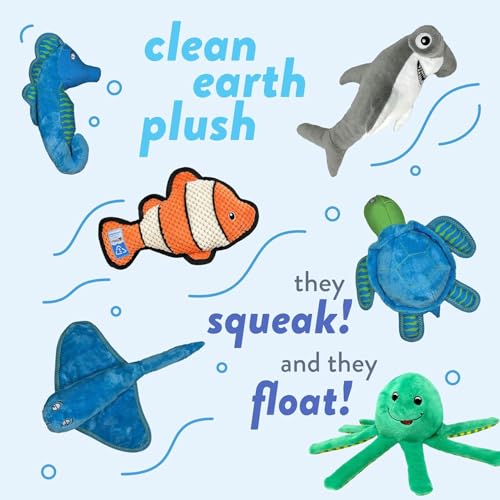 Spunky Pup Clean Earth Plush Turtle – Eco-Friendly Dog Toy Made from Recycled Water Bottles