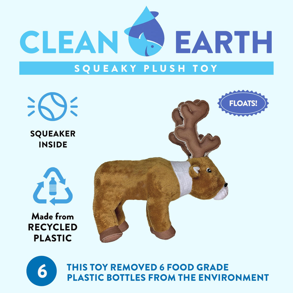 Spunky Pup Large Clean Earth Plush Caribou Dog Toy – Made from 100% Recycled Water Bottles