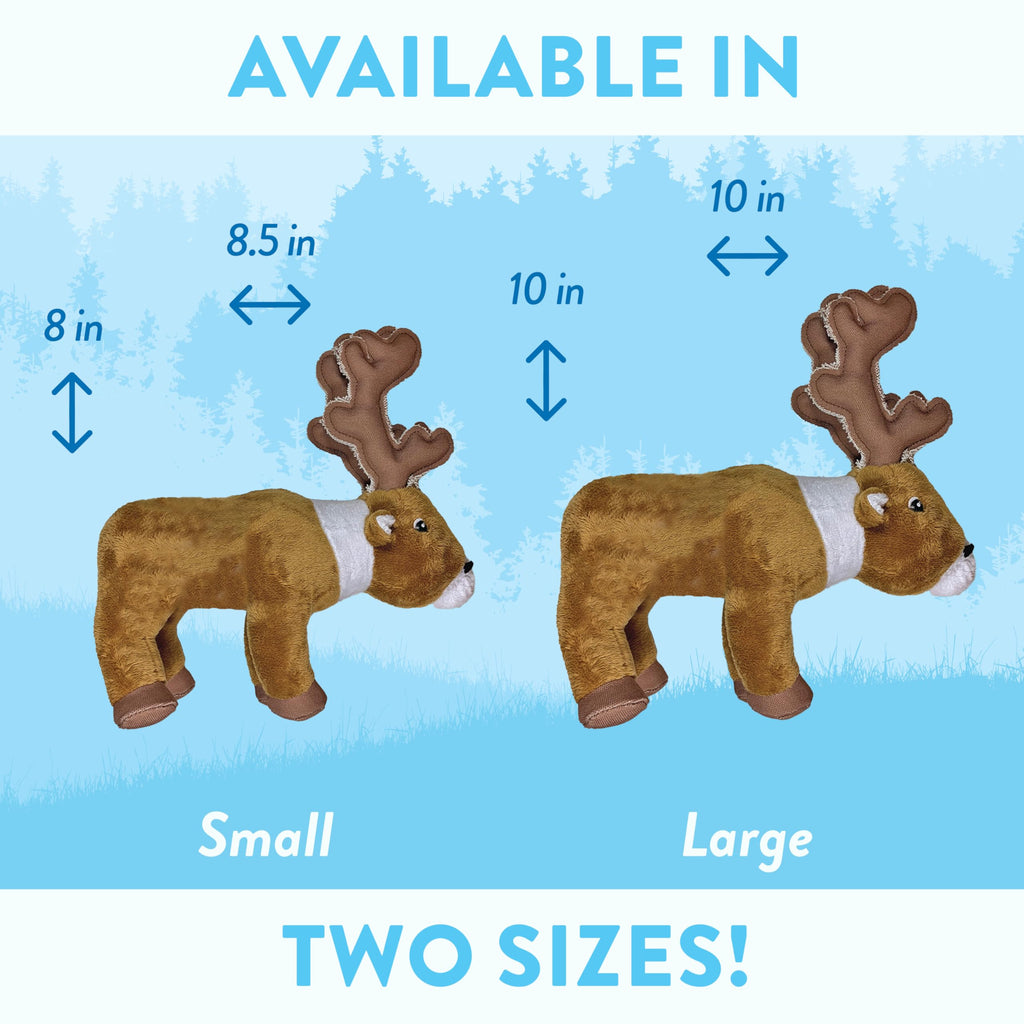 Spunky Pup Large Clean Earth Plush Caribou Dog Toy – Made from 100% Recycled Water Bottles