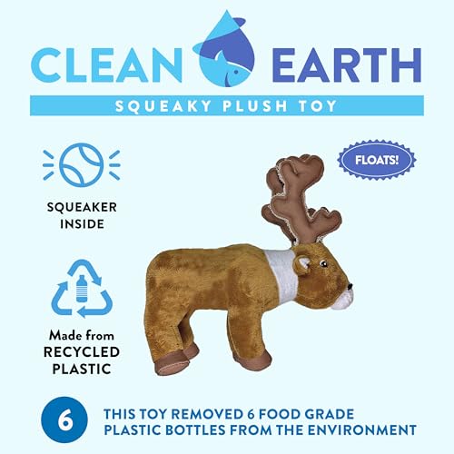 Spunky Pup Large Clean Earth Plush Caribou Dog Toy – Made from 100% Recycled Water Bottles