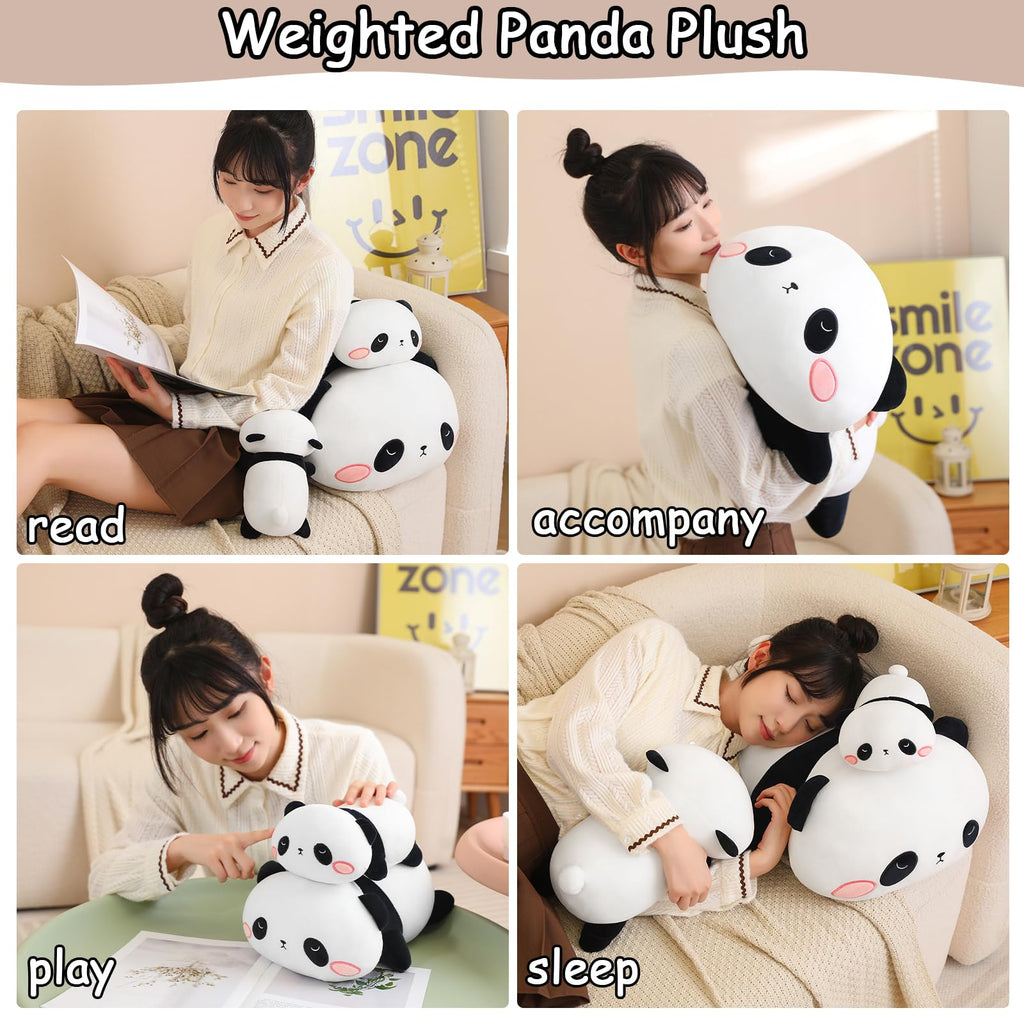 SQEQE Weighted Panda Plush – 9.8 Inch Stuffed Animal Pillow, 0.8 Lbs