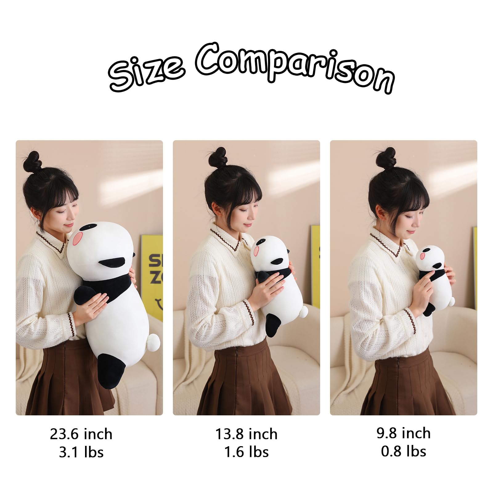 SQEQE Weighted Panda Plush – 9.8 Inch Stuffed Animal Pillow, 0.8 Lbs