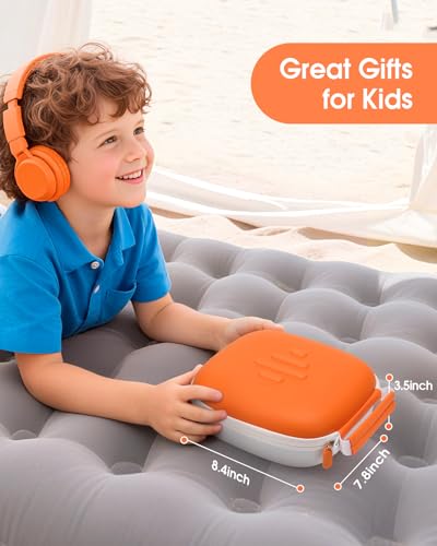 SQERO Protective Hard Shell Case for Yoto Mini (2024 Edition) with Shoulder Strap – Holds Player, Headphones, and Up to 60 Cards (Orange)