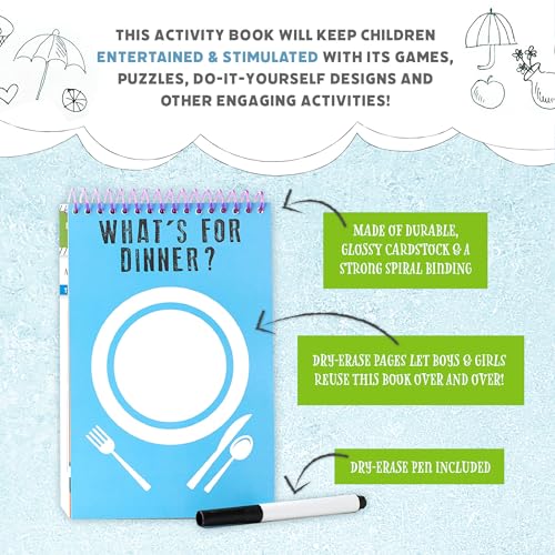 Squirrel Products Mom I'm Bored Activity Book - Reusable Dry Erase Travel Games for Kids Ages 3+