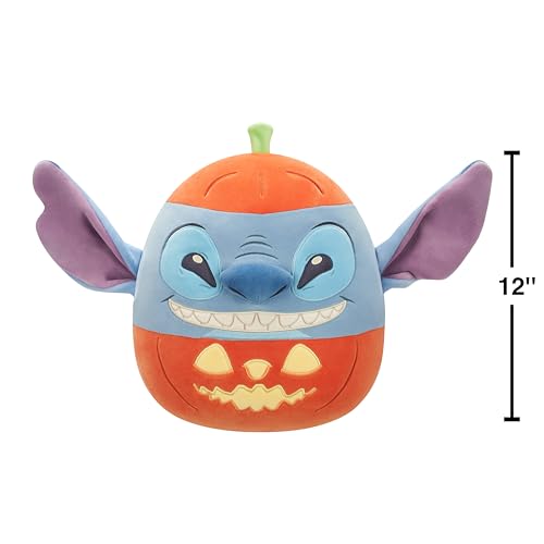 Squishmallows 12-Inch Disney Stitch in Pumpkin Halloween Plush – Official Jazwares